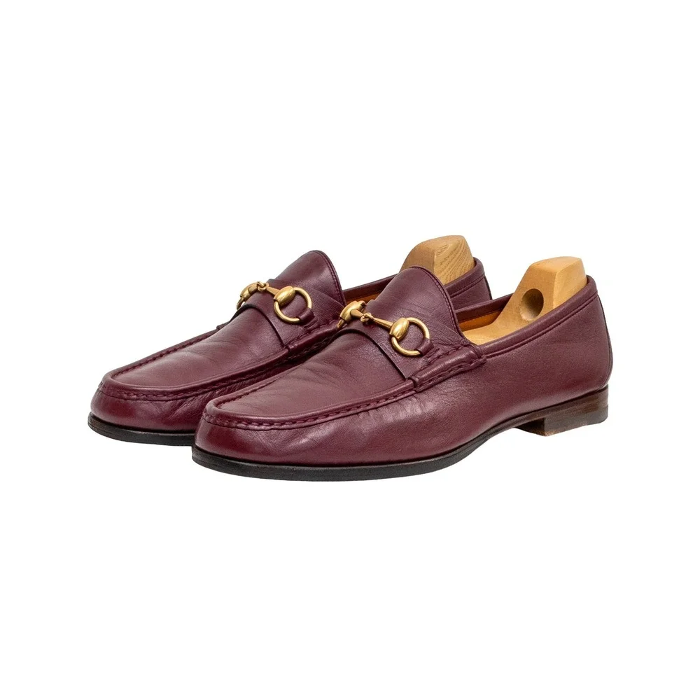 Gucci Horsebit Loafers Burgundy Leather Gold Hardware Mens UK 8.5 US 9.5
